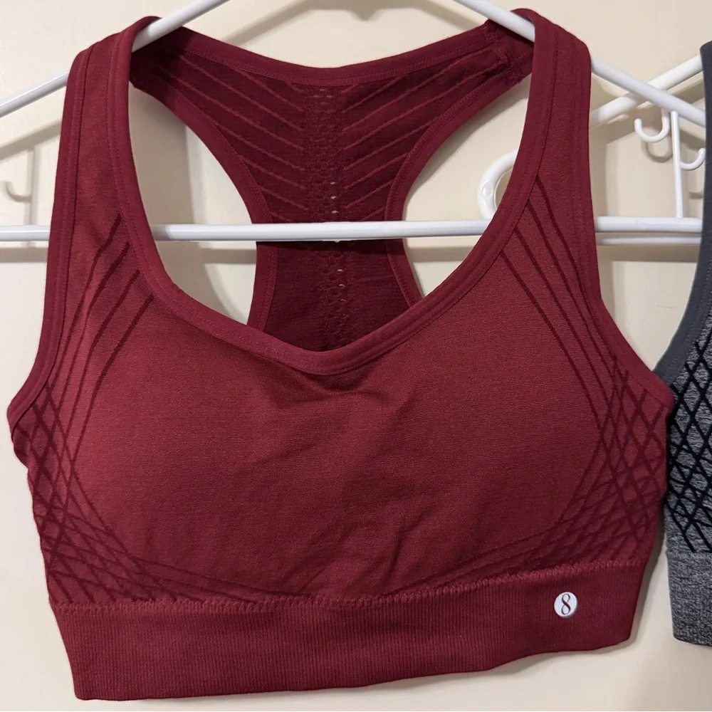 2 Layer8 Qwick-Dry Padded Sports Bras | Maroon & Grey - Picture 3 of 13
